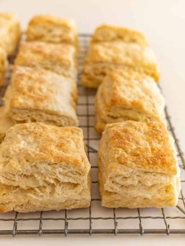 Quick Sourdough Biscuits on cooling rack