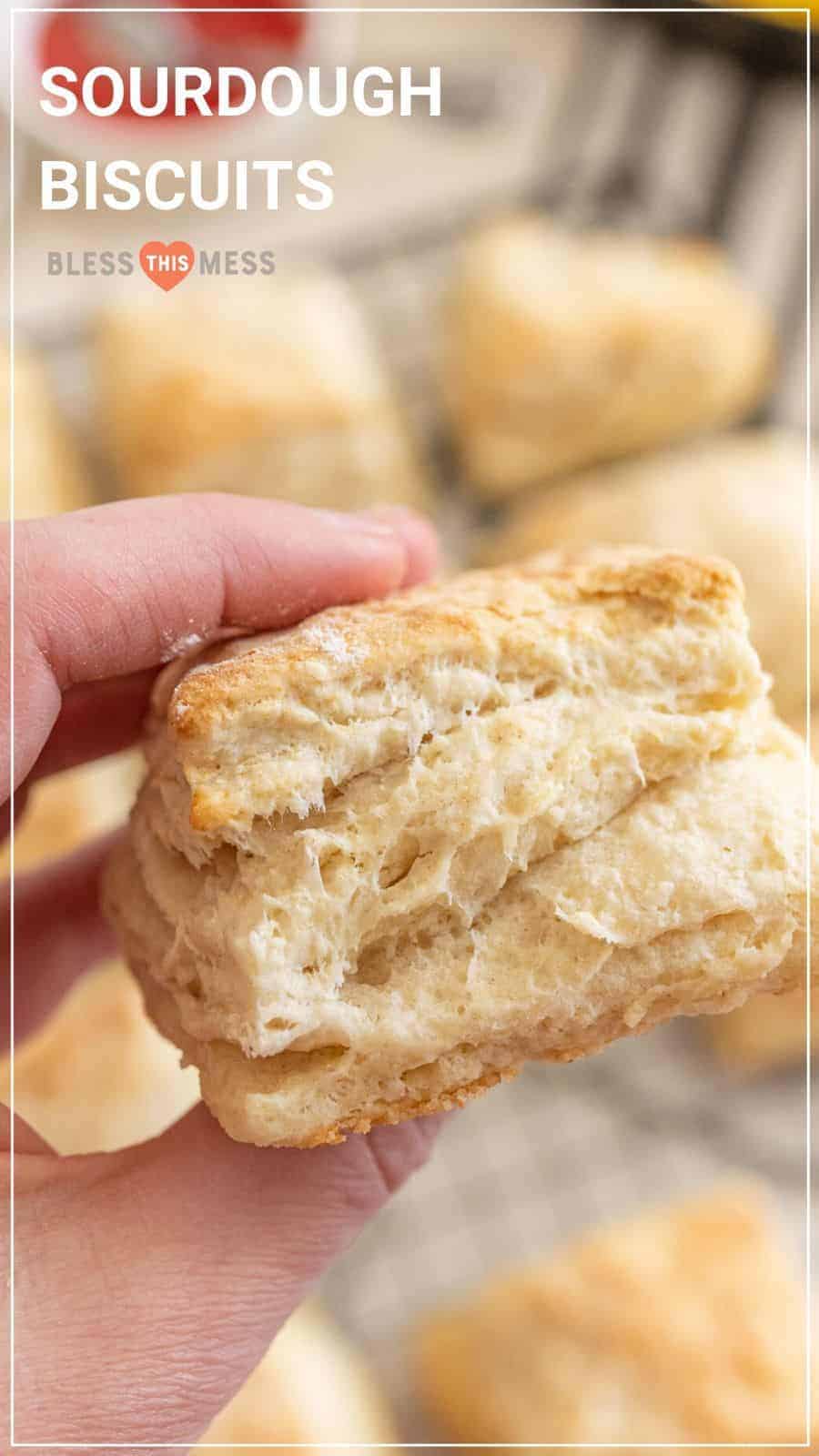 woman holding sourdough biscuit