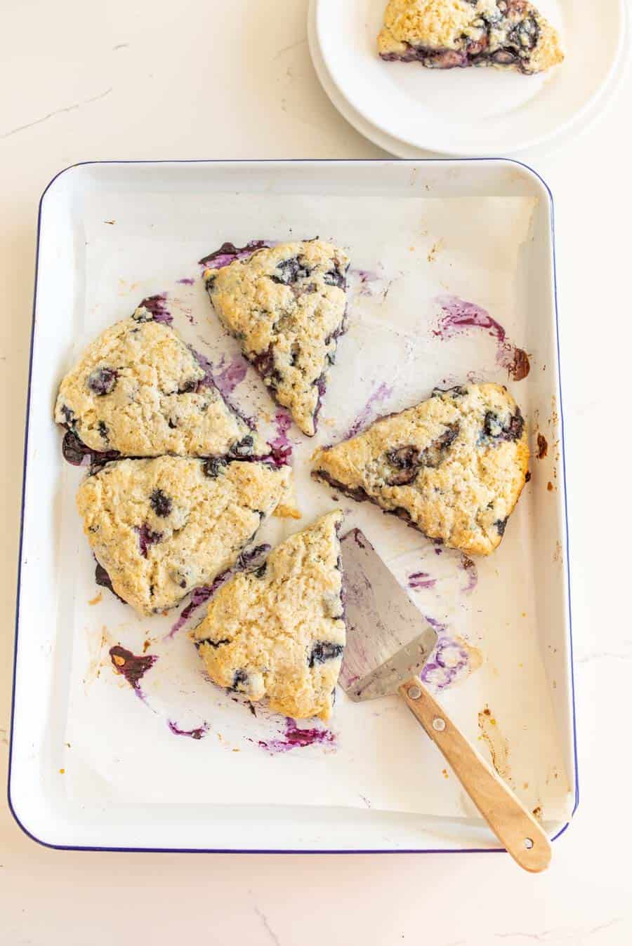 creamy blueberry scones on serving plates