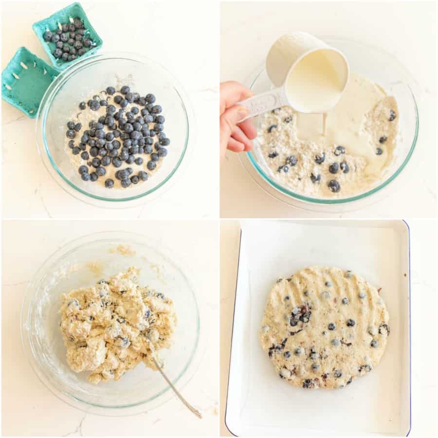 collage image of how to make blueberry cream scones