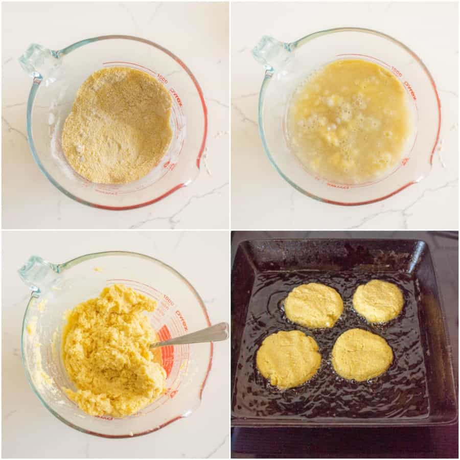 how to make hot water cornbread collage image.