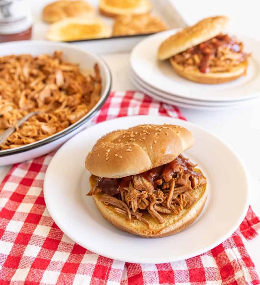 pulled pork sandwich on plate