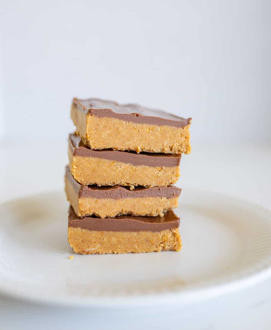 stacked peanut butter bars to see the side of them