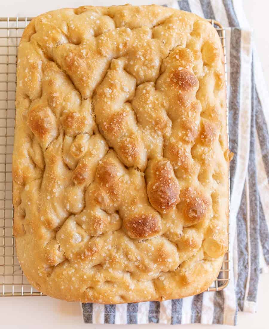 bubbly baked focaccia bread