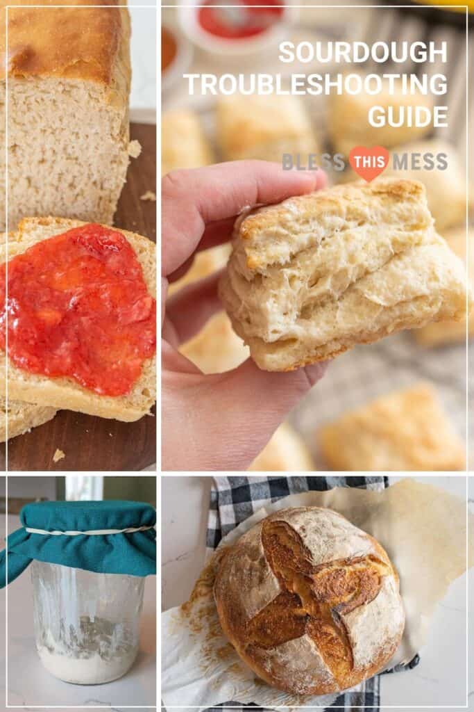 collage image of sourdough recipes pin