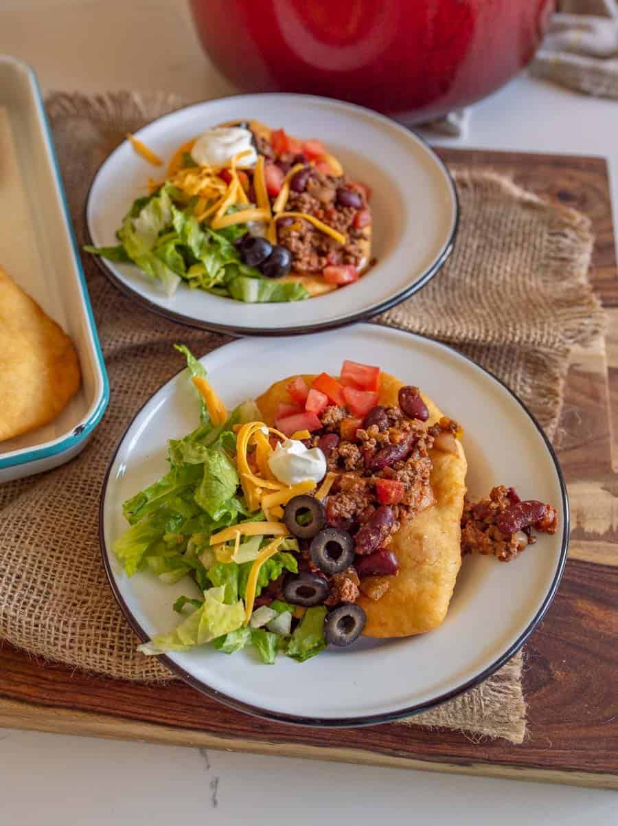 prepared navajo taco on a plate