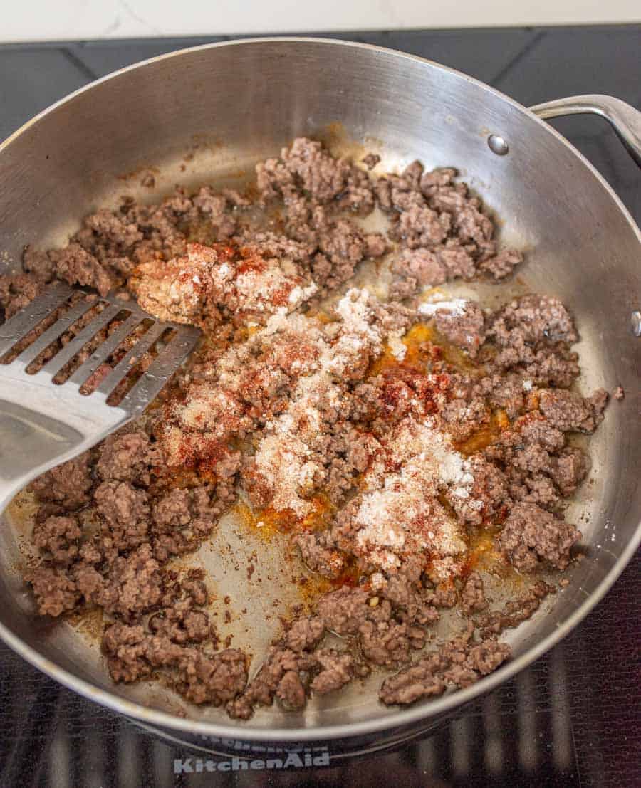 browning meat in a skillet