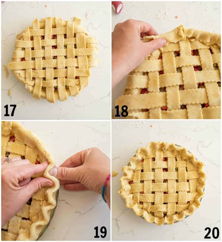 how to lattice a pie crust numbered steps photo collage