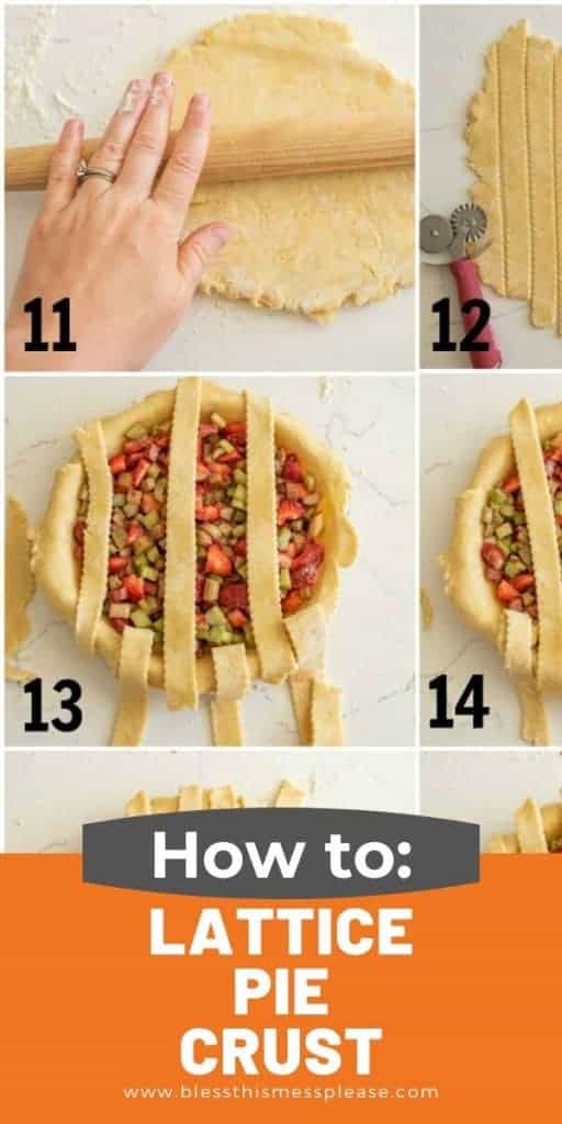 collage image of how to make pie crust a lattice