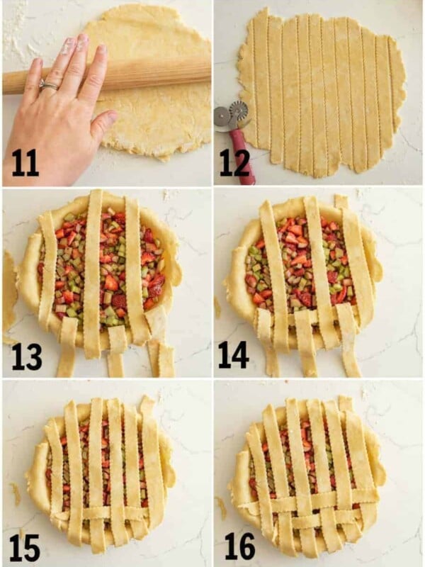 how to lattice a pie crust numbered steps photo collage