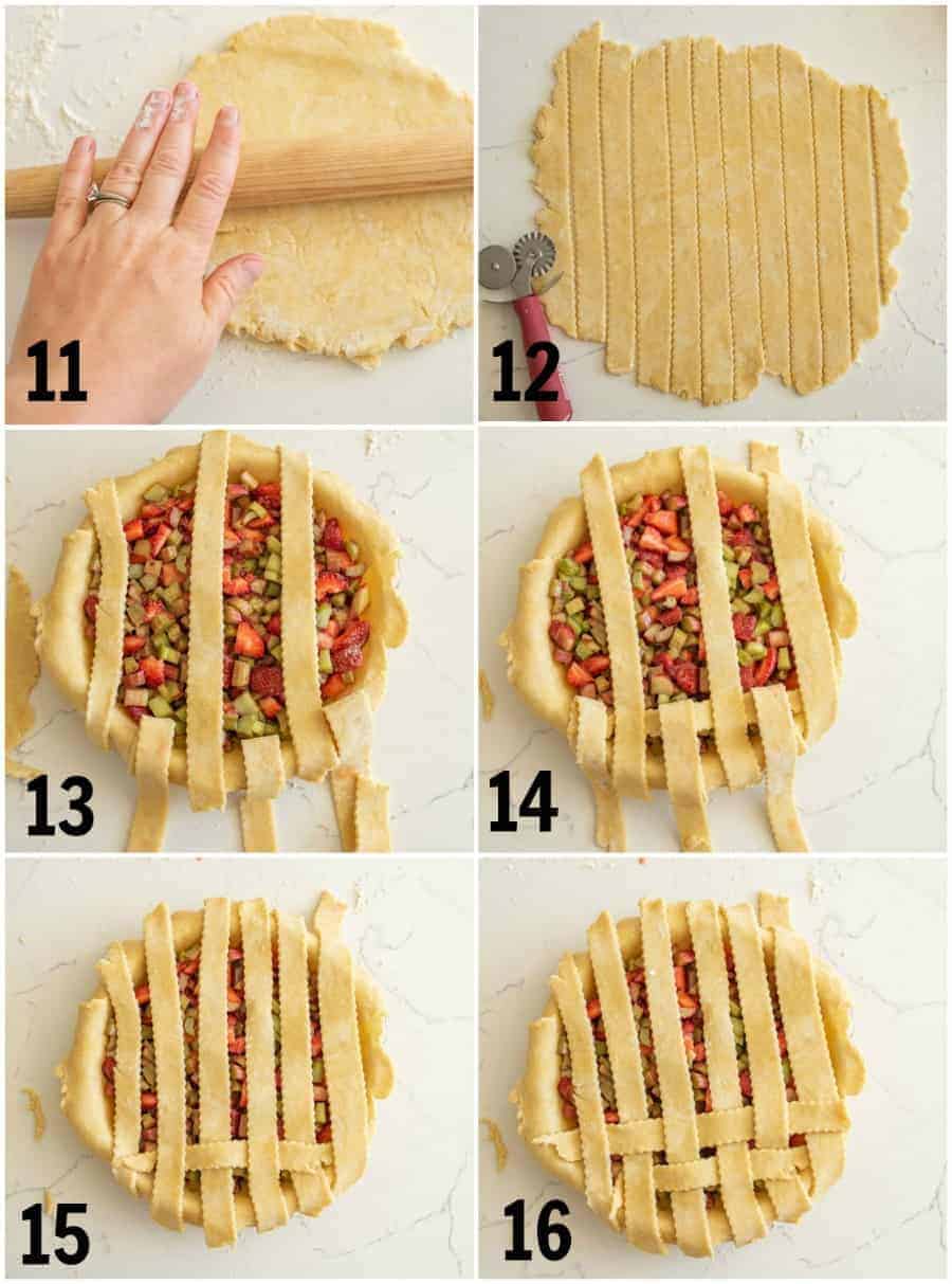 how to lattice a pie crust numbered steps photo collage