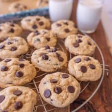 chocolate chip cookies on cooling rack