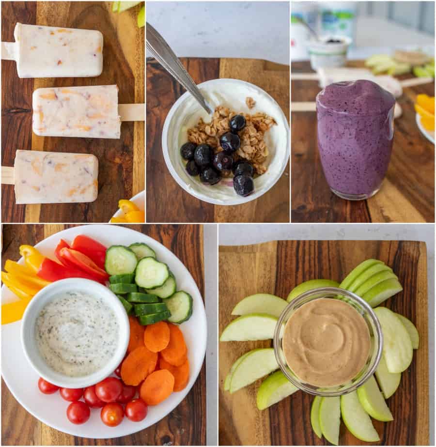 collage of 5 healthy snacks ideas