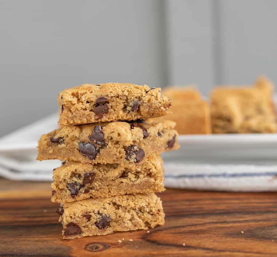 side view of stack of cookie bars