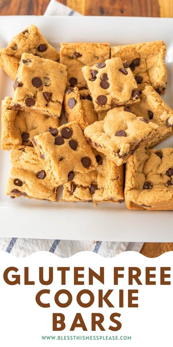 pin with text for gluten free cookie bar recipe