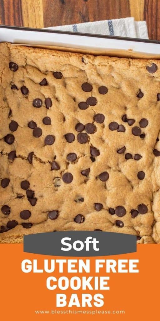 pin with text for gluten free cookie bar recipe