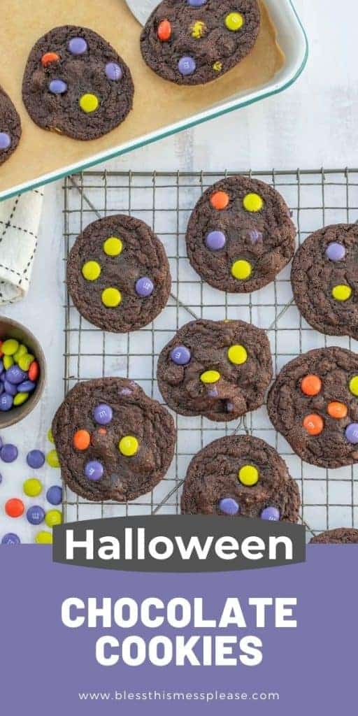 cute Halloween M&M cookies with text on the image