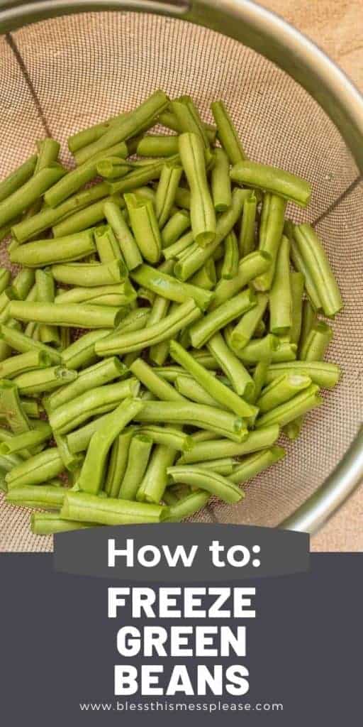 green beans in a strainer