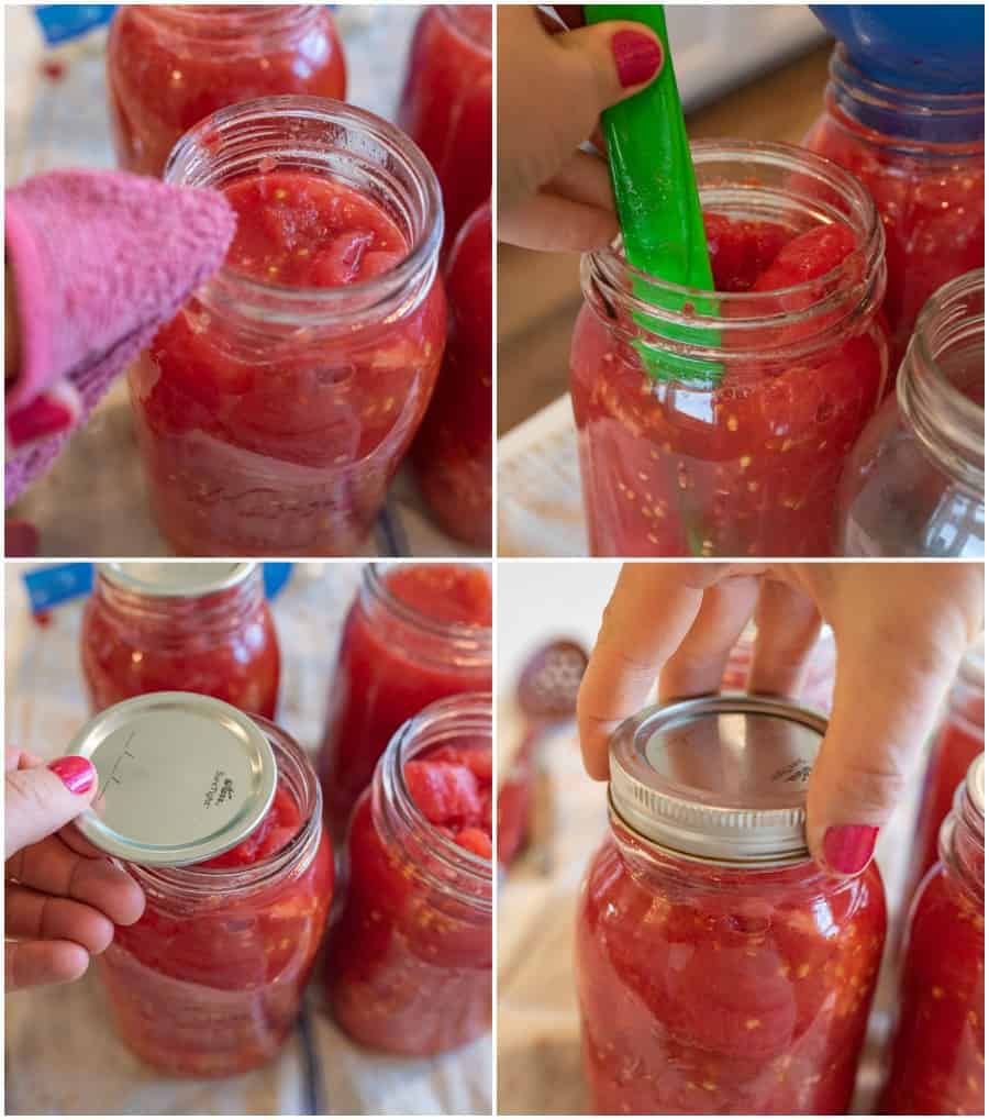 third steps of canning tomatoes