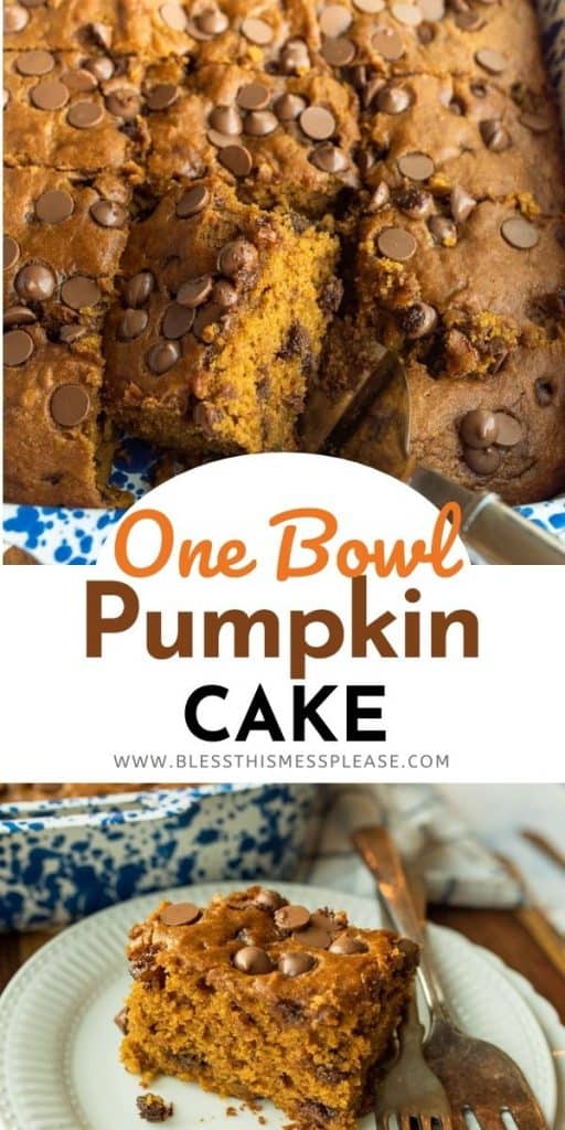 pin for pumpkin pie cake with text