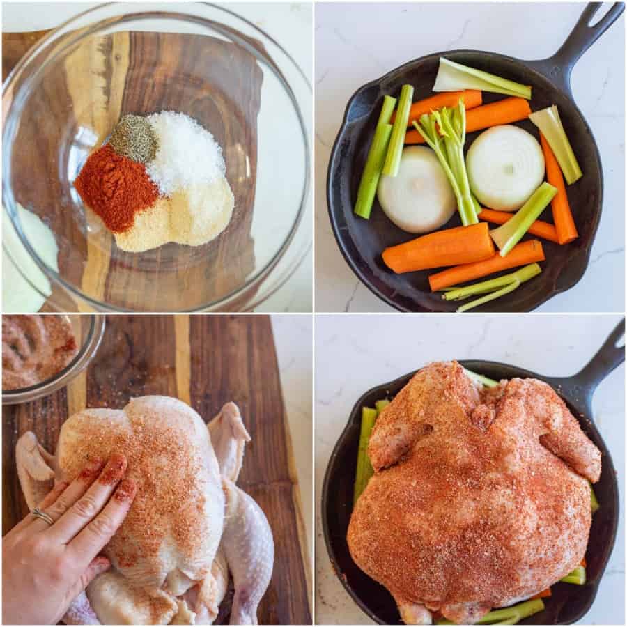 collage on how to roast a whole chicken