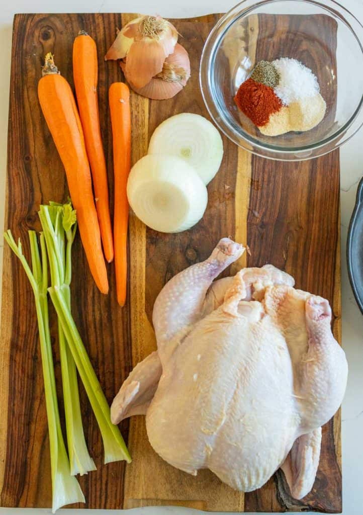 whole roasted chicken in cast iron skillet