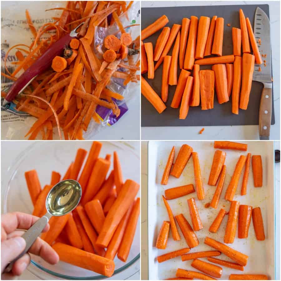 collage on how to roast carrots