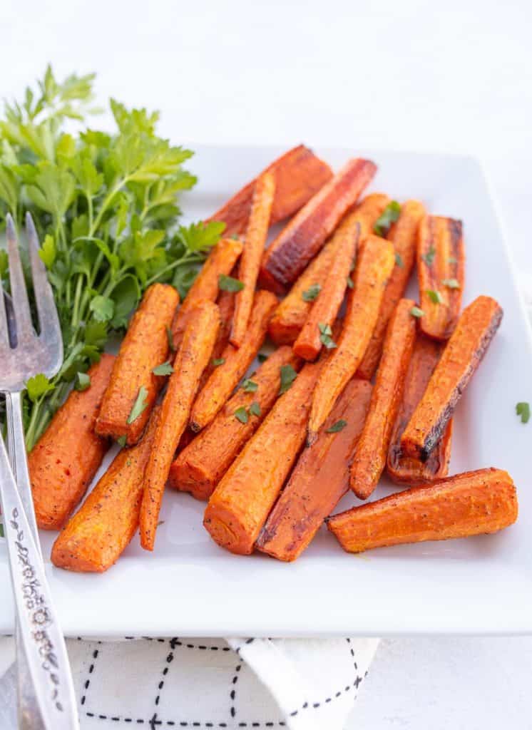 roasted carrots on white plate