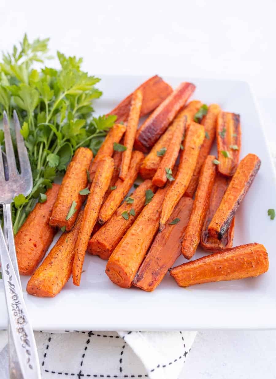 roasted carrots on white plate
