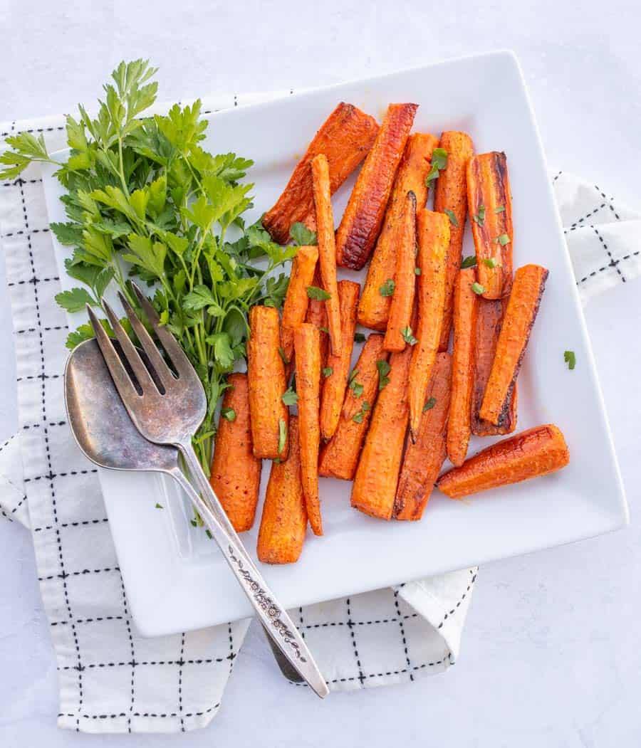 roasted carrots on white plate