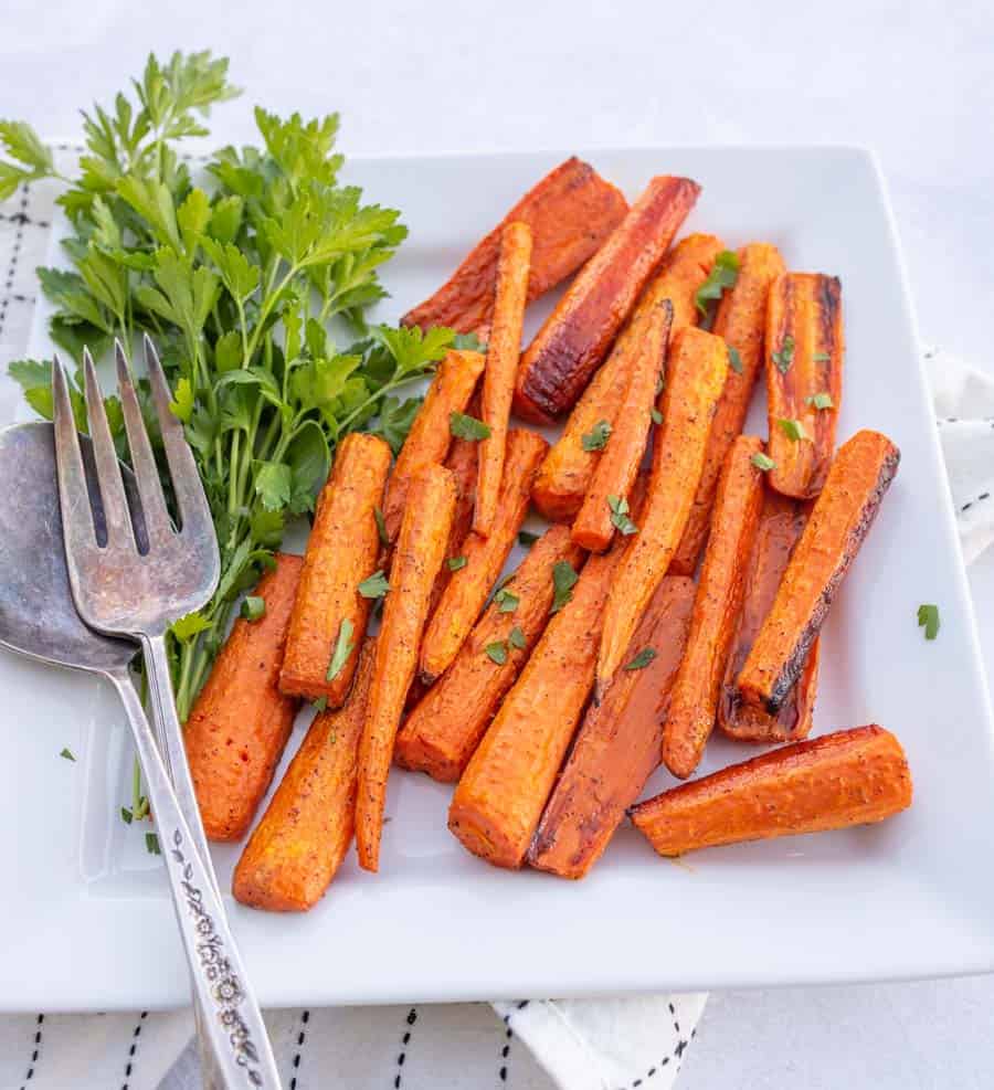 roasted carrots on white plate