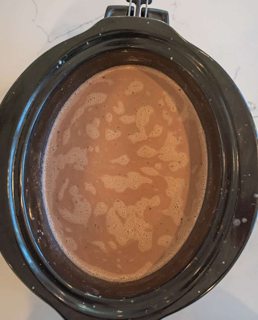 crock pot filled with hot chocolate
