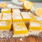 lemon bars sprinkled with powdered sugar