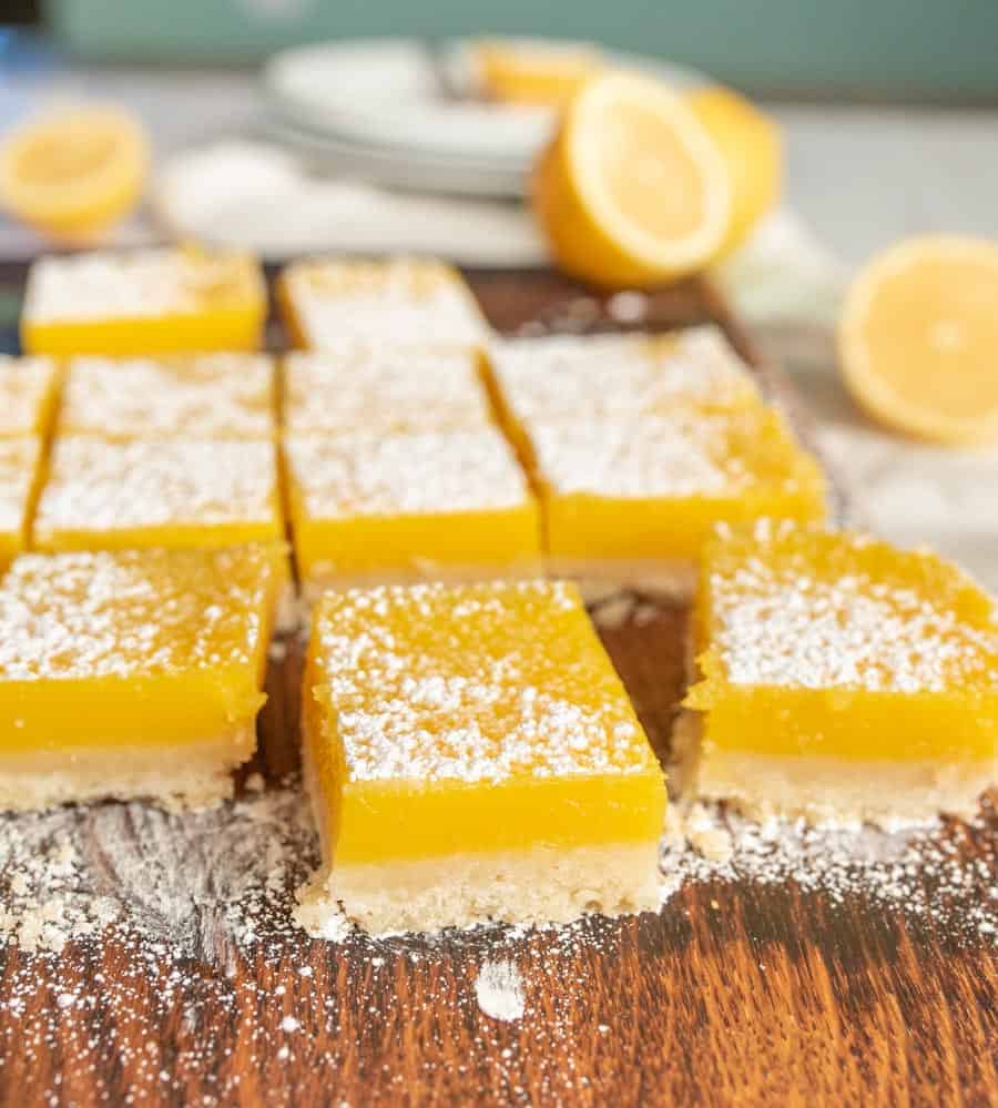 lemon bars sprinkled with powdered sugar