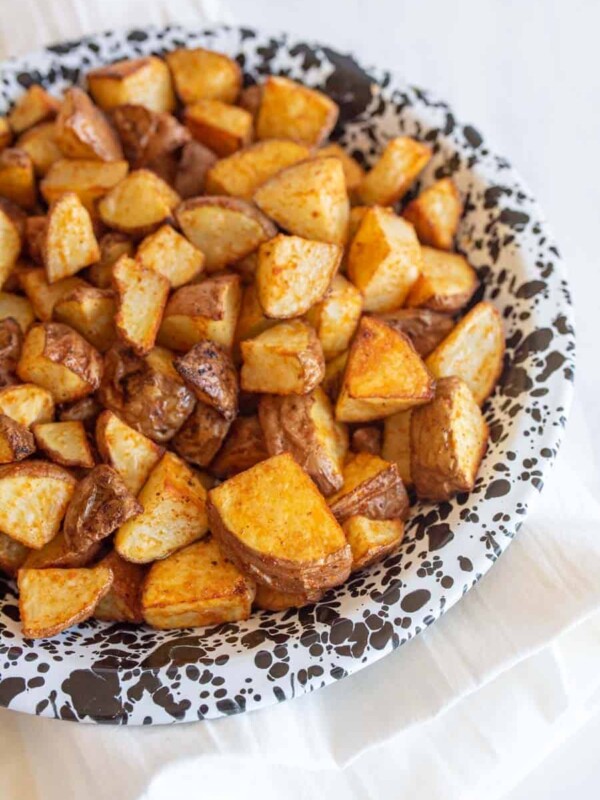 bowl of diced roasted potatoes
