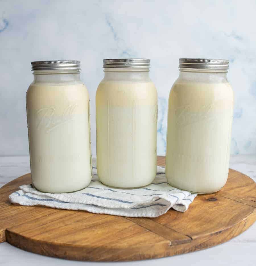 three mason jars of buttermilk