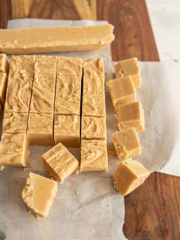 peanut butter fudge cut into squares