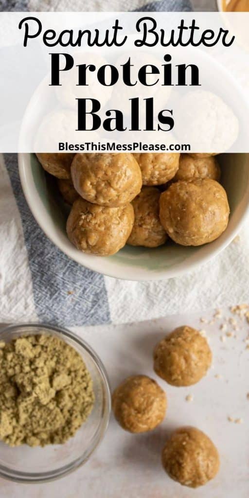 pintrest pin the title says "peanut butter protein balls"