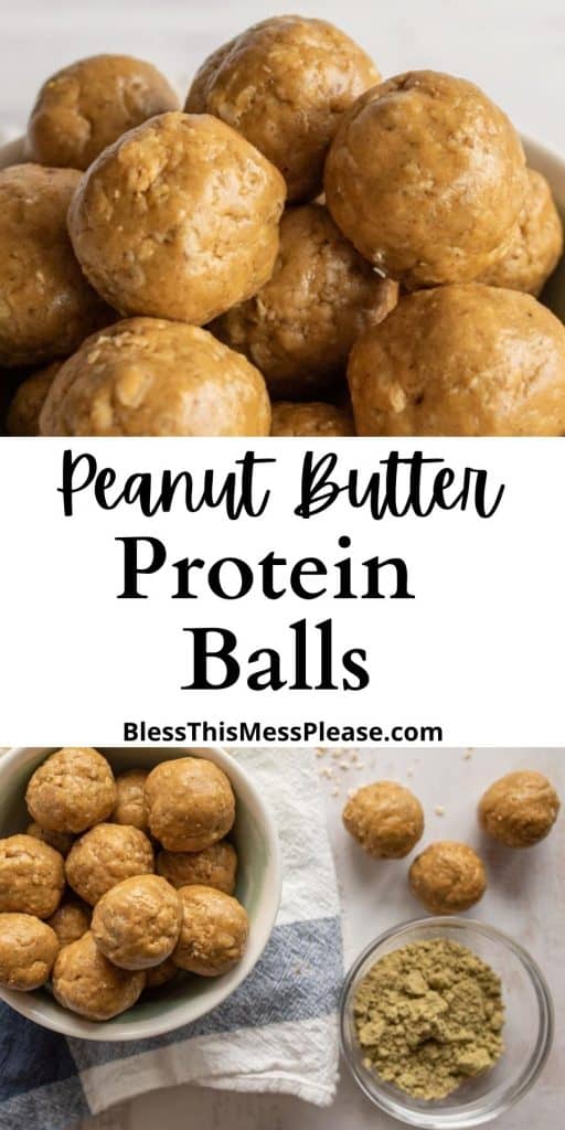 pintrest pin the title says "peanut butter protein balls"