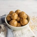picture of a bowl of peanut butter protein balls.