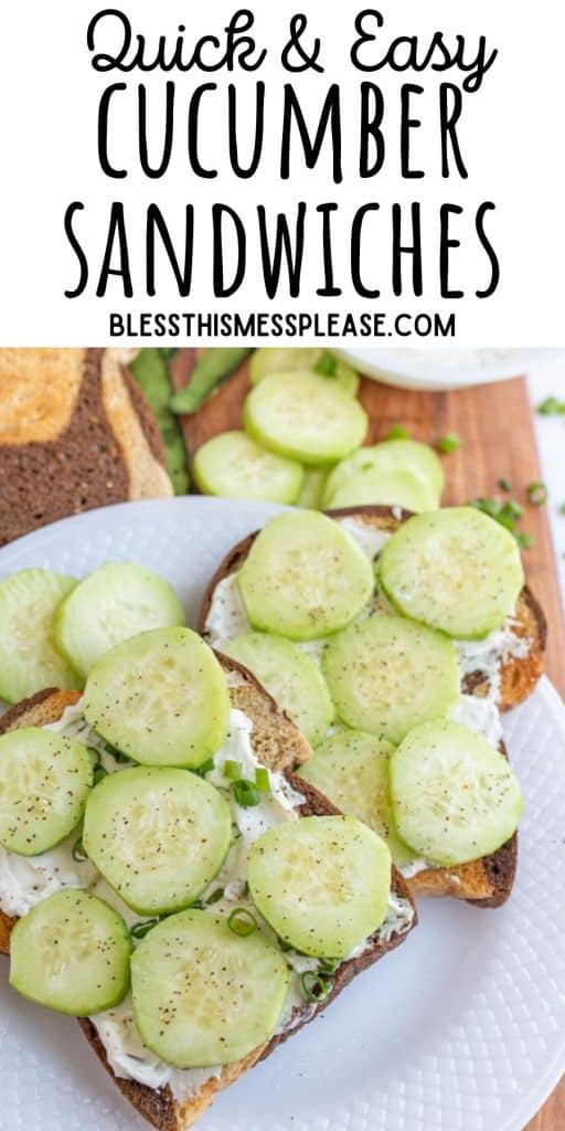 plate with cucumber sandwiches on them and the words "quick and easy cucumber sandwiches" written at the top