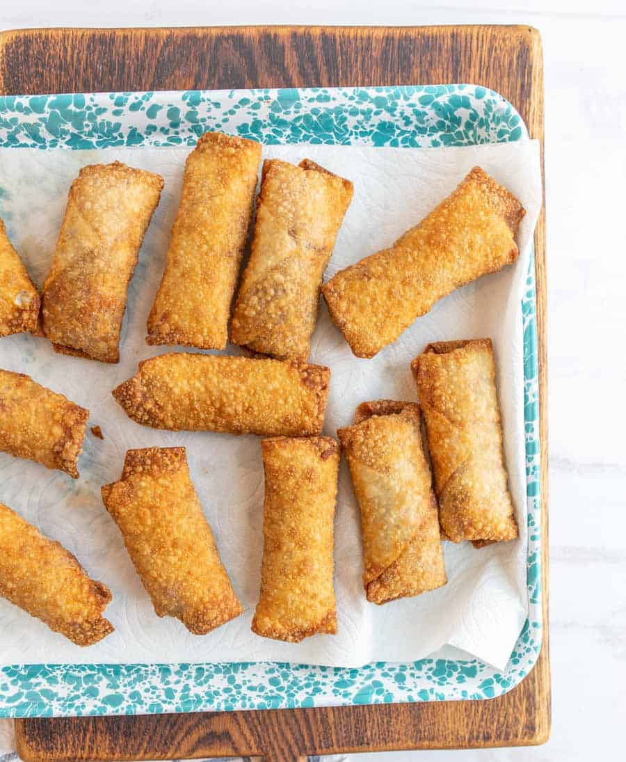 top view of egg rolls.