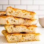 slices of focaccia bread stacked on top of each other