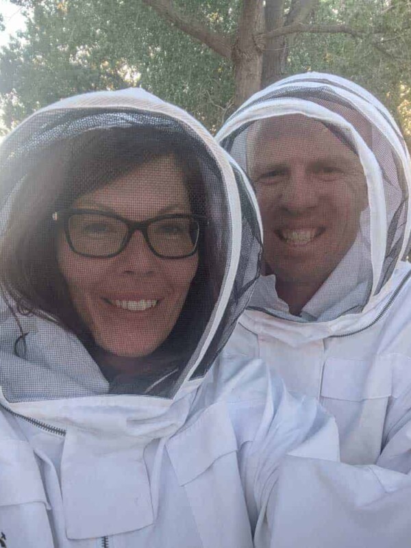 Melissa and Thomas in bee suits