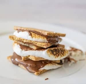 cooked smores stacked on top of each other