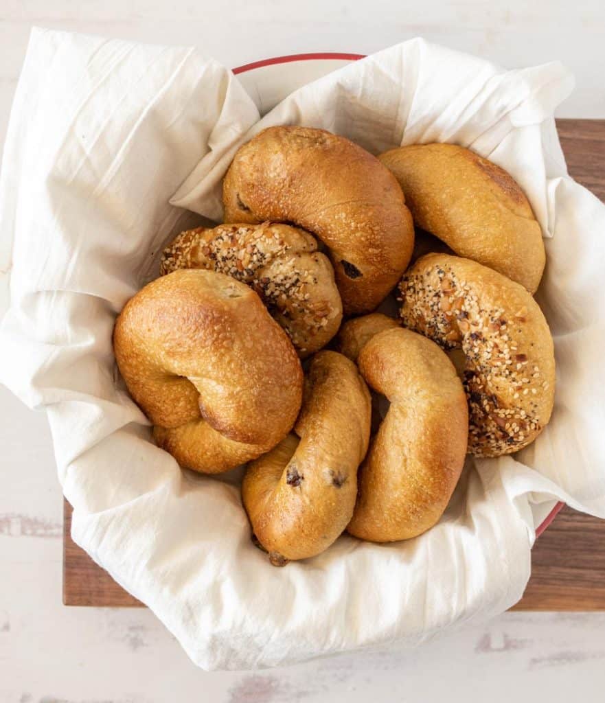 bowl filled with bagels