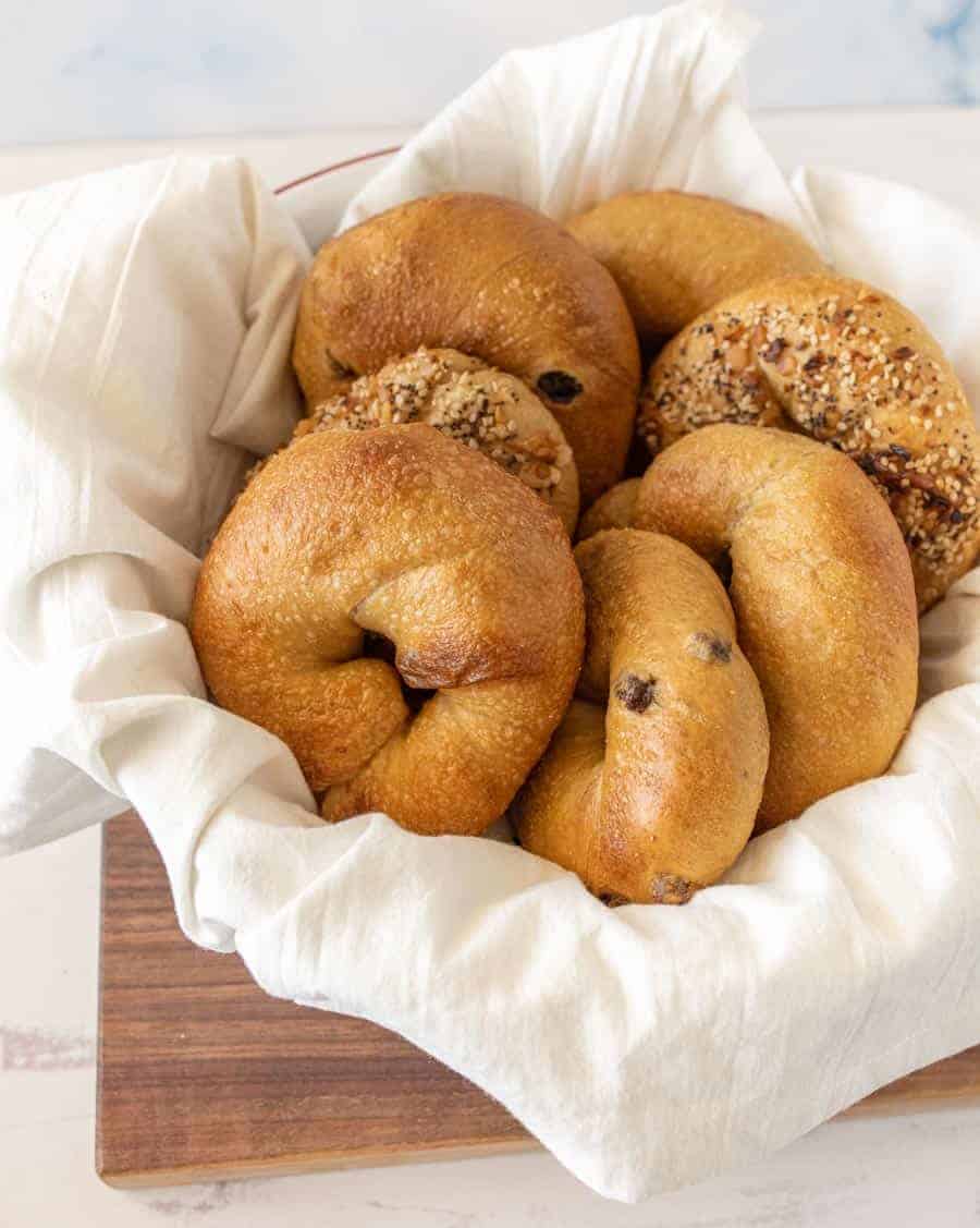 bowl filled with bagels