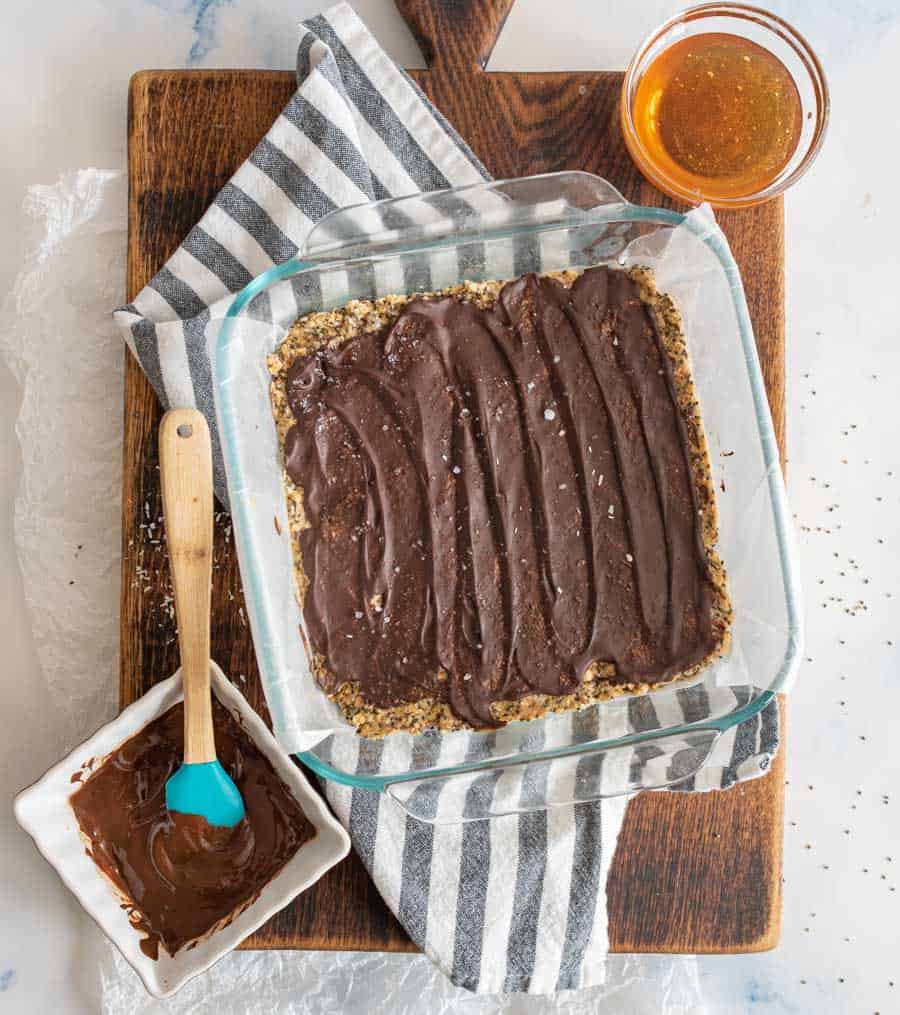 healthy protein snack bars still in the pan