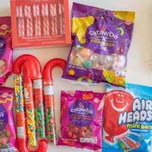 assorted bagged candy for gingerbread house