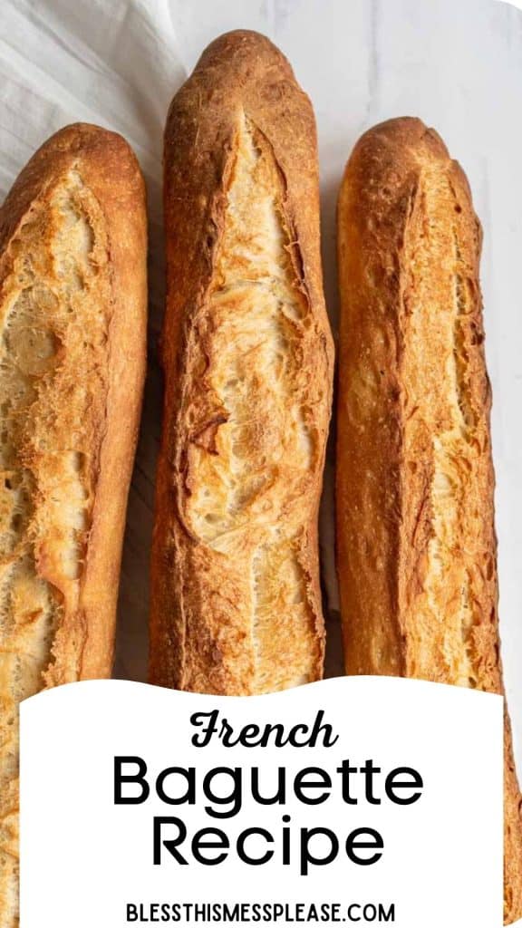 text reads "simple French baguettes" with an image of three whole vertically long french bread